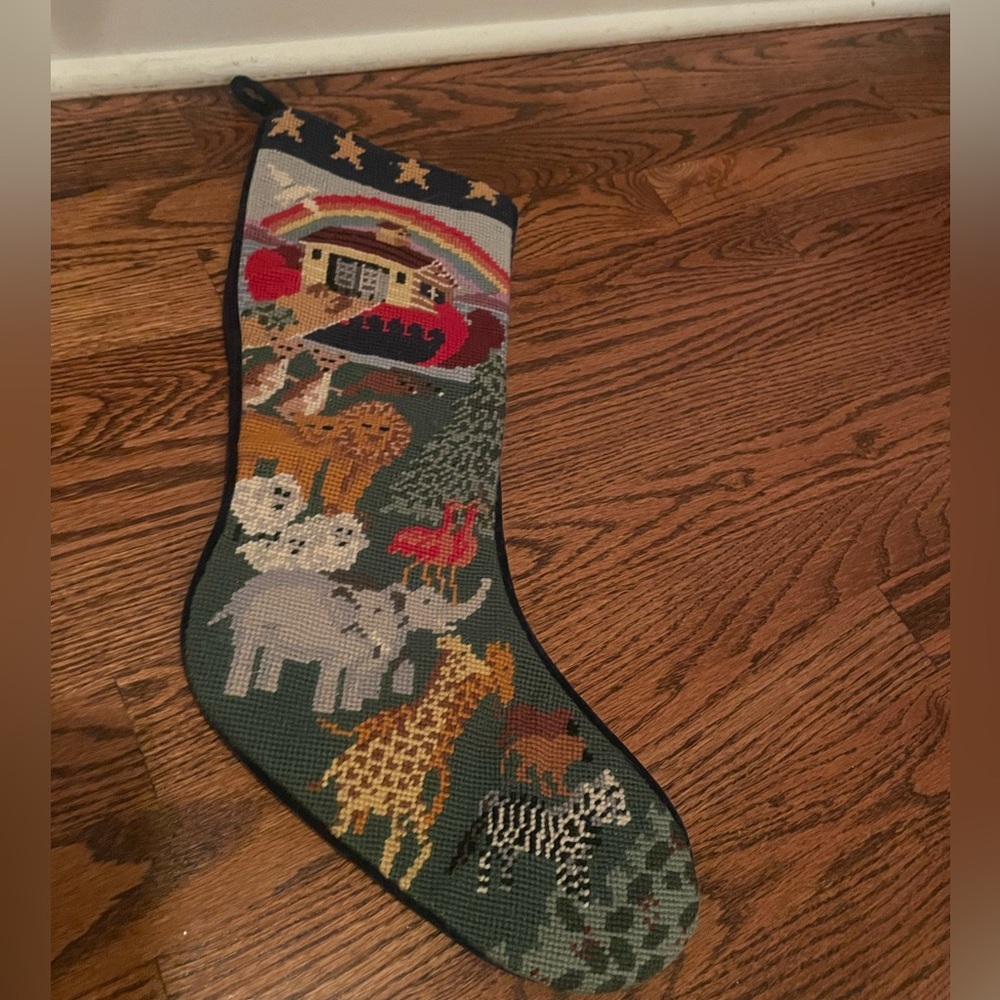 Noah’s Ark Needlepoint Stocking 21”